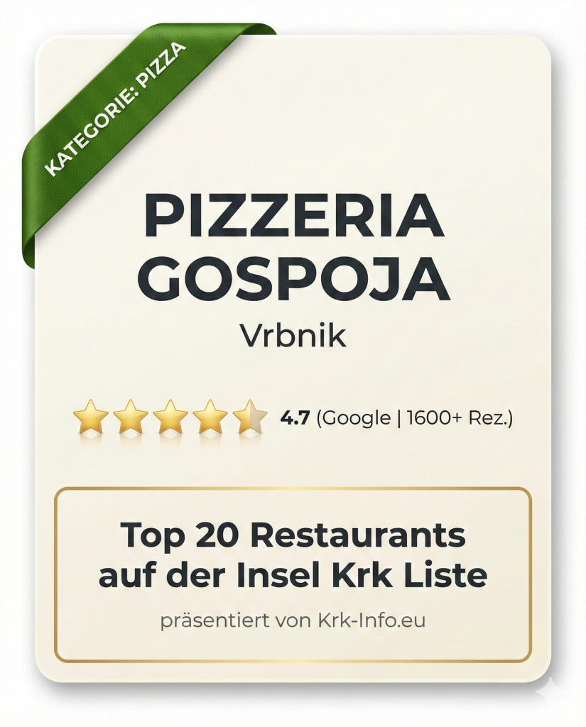 Pizzeria Gospoja - Vrbnik - Krk-info.eu Bewertung 4,7