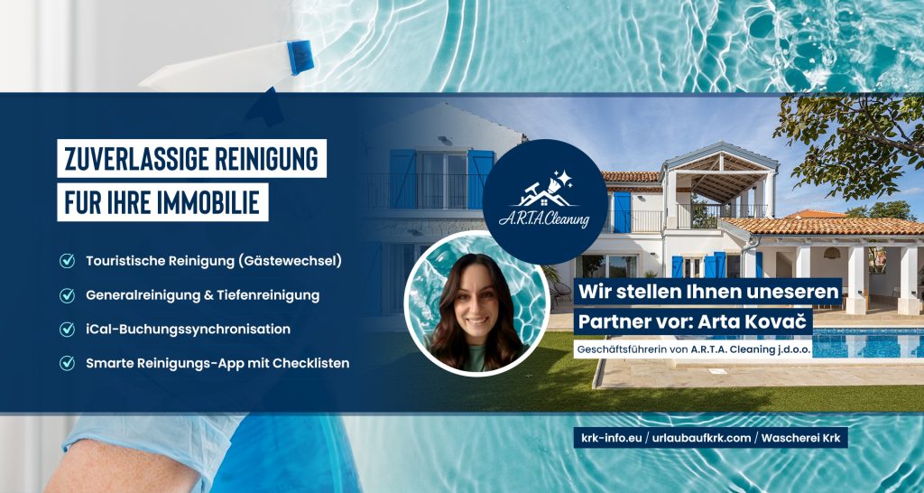 Arta Kovač, Geschäftsführerin der Reinigungsfirma A.R.T.A. Cleaning j.d.o.o., bietet professionelle Reinigung für Ferienvillen auf der Insel Krk.