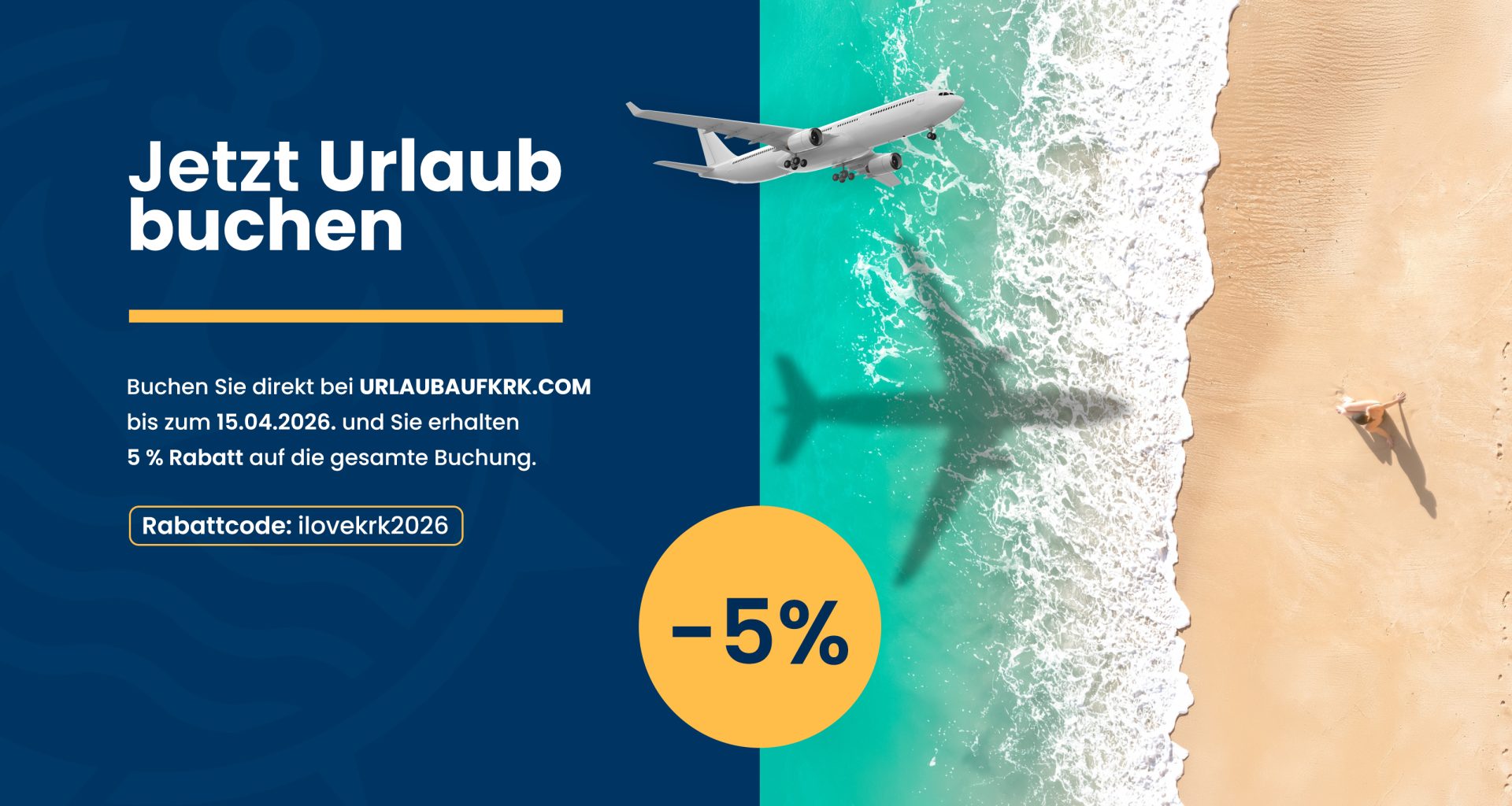 Insel Krk Urlaub Rabattcode ilovekrk2026 für 5 Prozent Preisnachlass bei Direktbuchung.