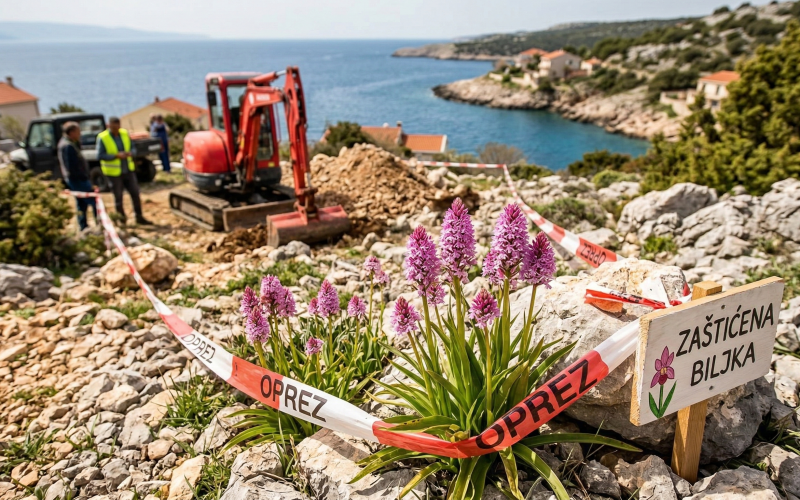 Seltene rosa Orchidee Pyramiden-Hundswurz auf der Insel Krk Kroatien.