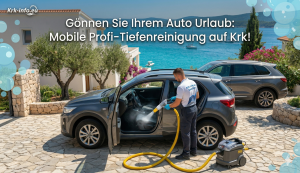 Professionelle mobile Autoreinigung auf der Insel Krk – Tiefenreinigung der Sitze und Innenflächen für Urlauber.