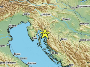 Seismologische Karte des EMSC zeigt das Epizentrum des nächtlichen Erdbebens nahe Crikvenica und der Insel Krk.